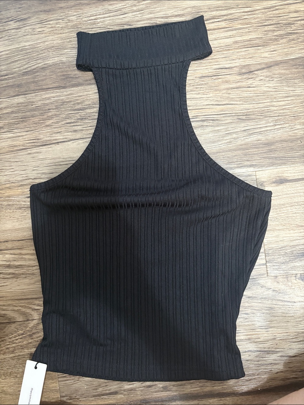 Commense Black Ribbed Halter Tank